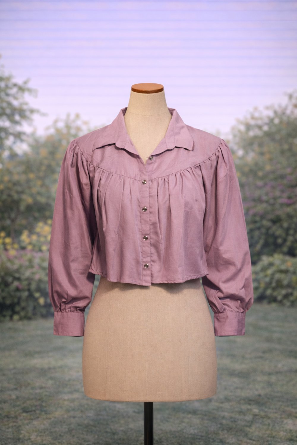 Mauve Puff Sleeve Crop Top