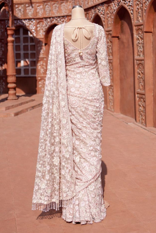 Embroidered Net Saree