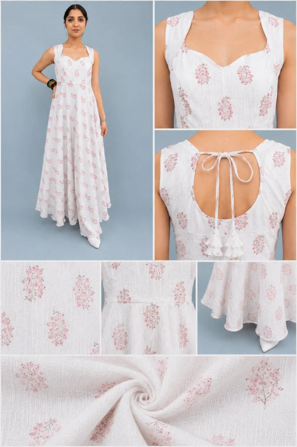 Aira Abstract Motif Dress Sweetheart Neckline Detail Close Up