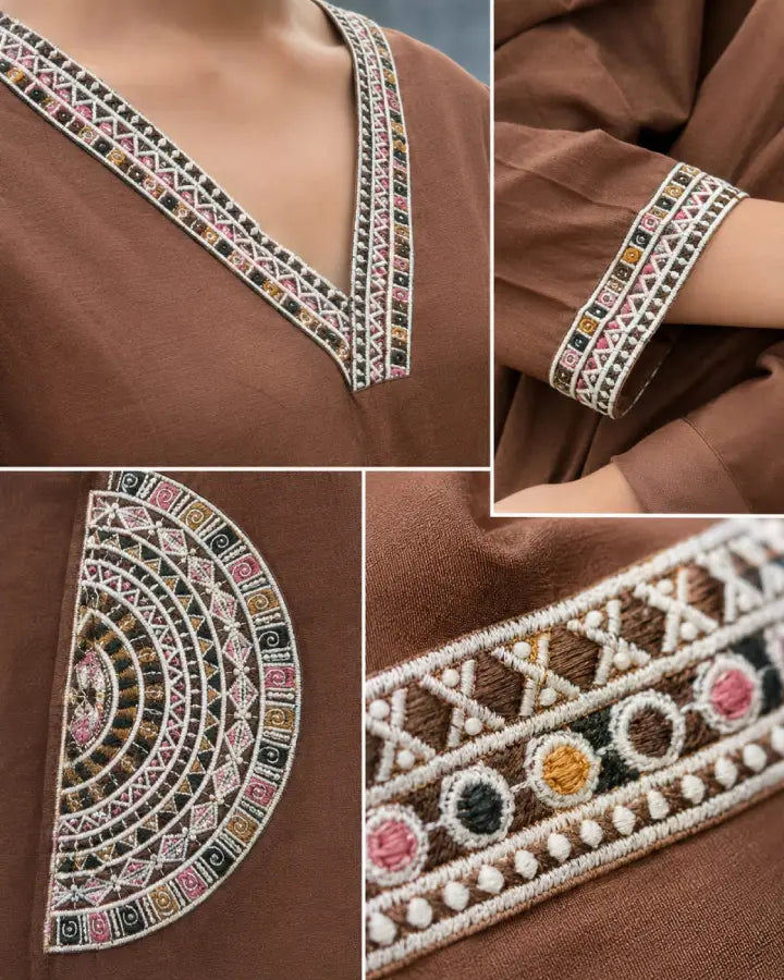 Aira Embroidered Pheran Set Zoom View