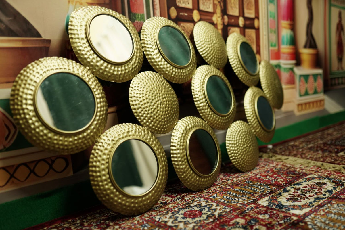 Golden Metal Wall Mirrors Set of 8