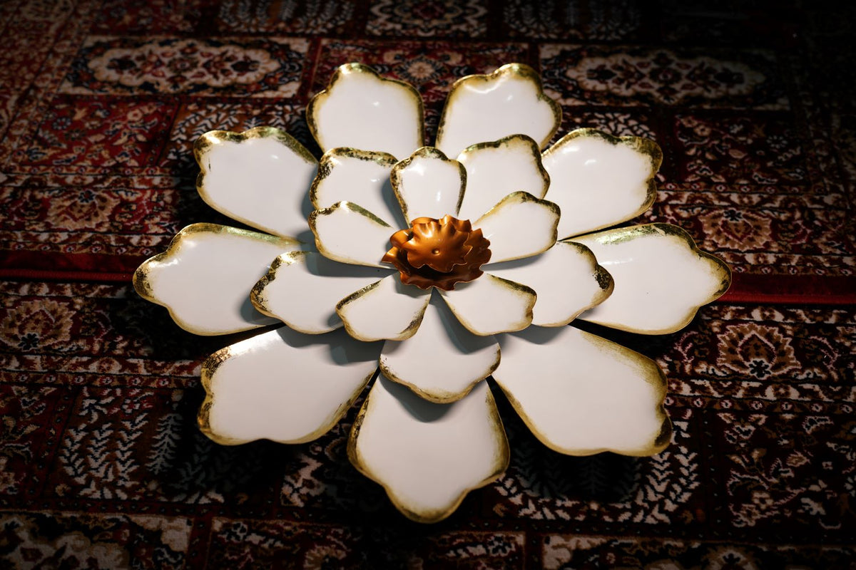 Metal Decorative White Flower Wall Art