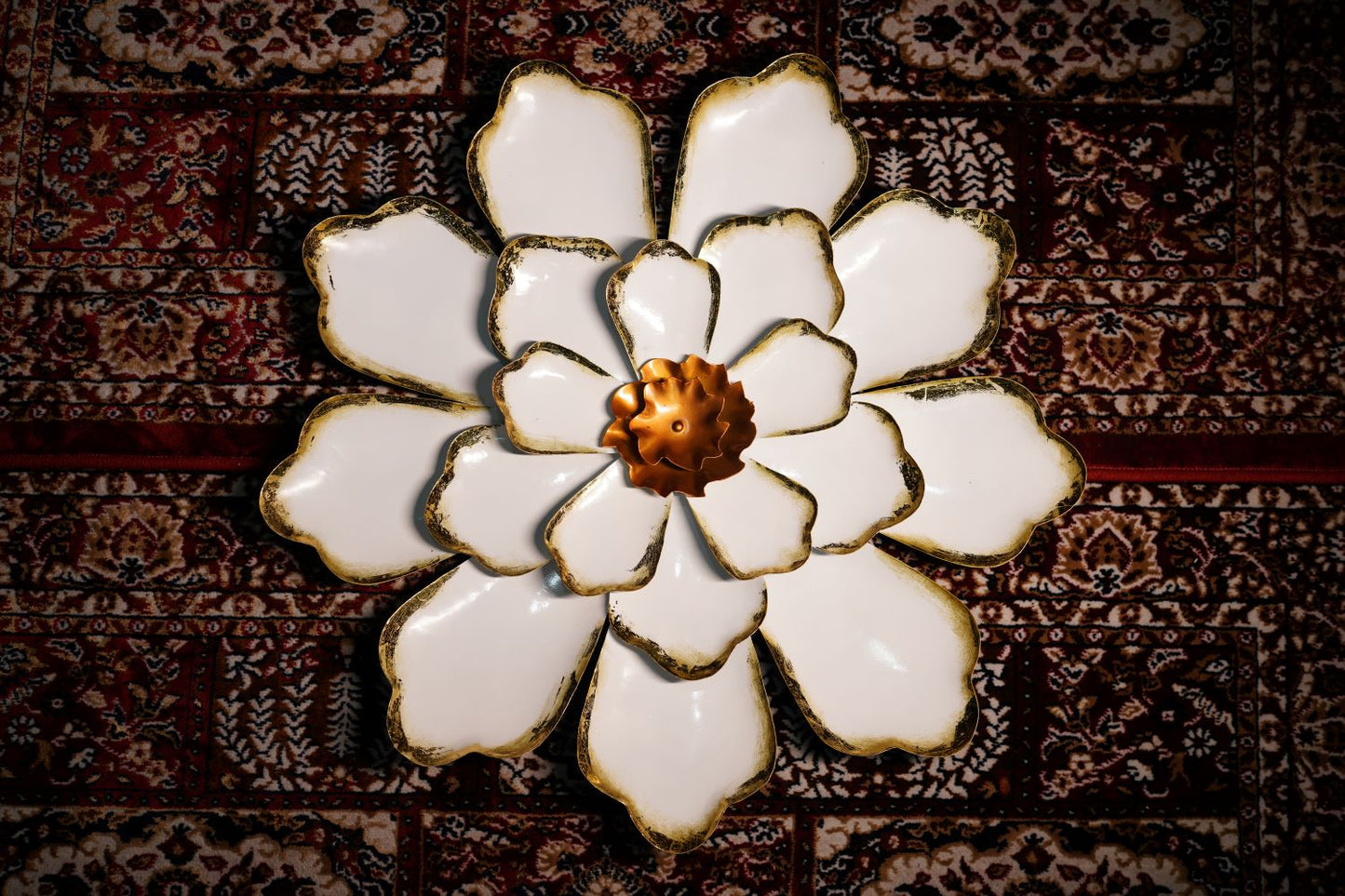 Metal Decorative White Flower Wall Art