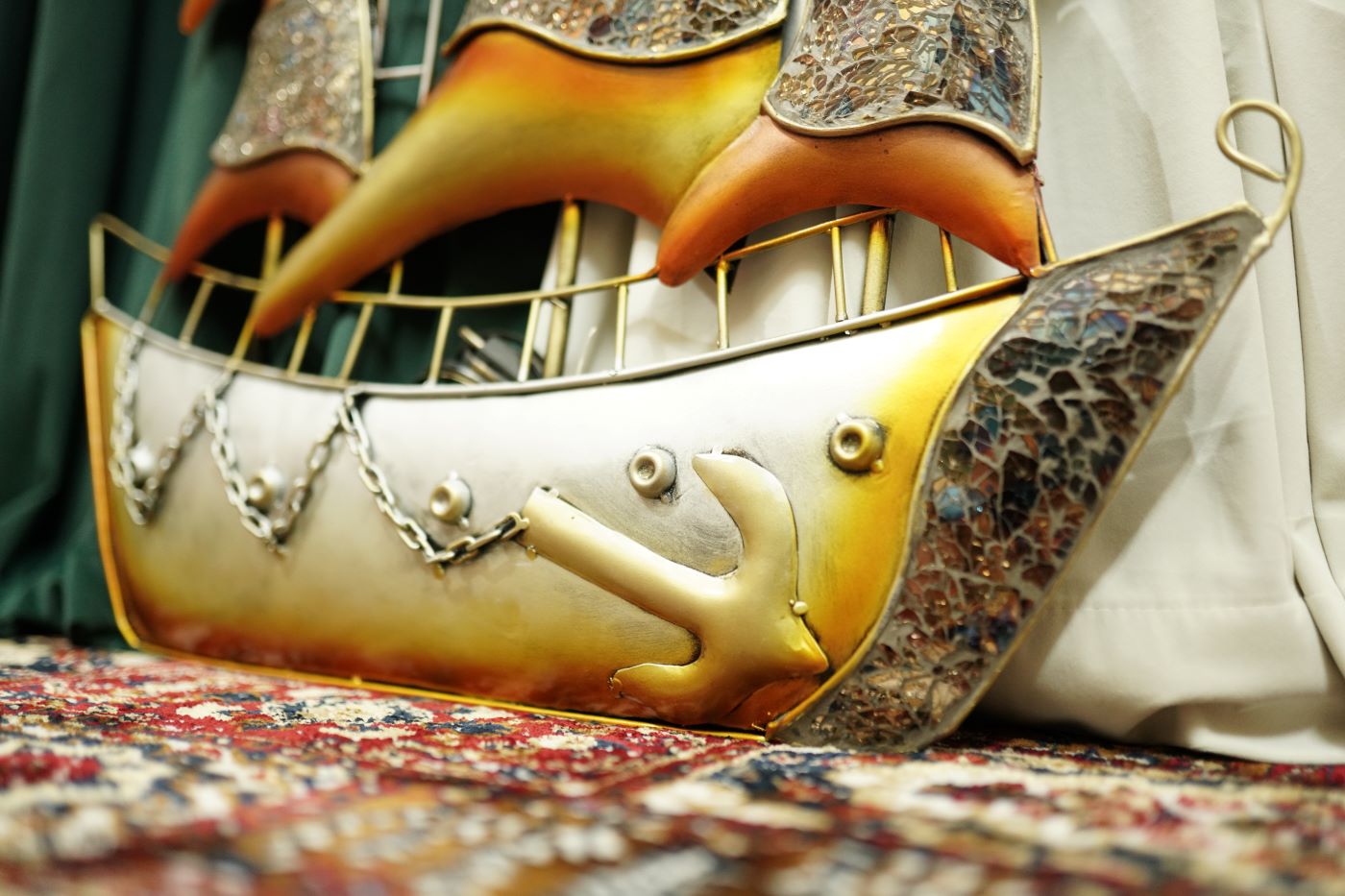 Multicolour Metal Ship Wall Art