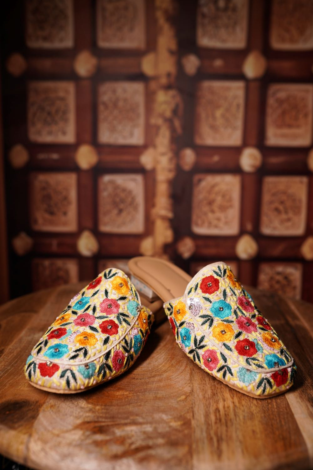 Multicolor Floral Mules
