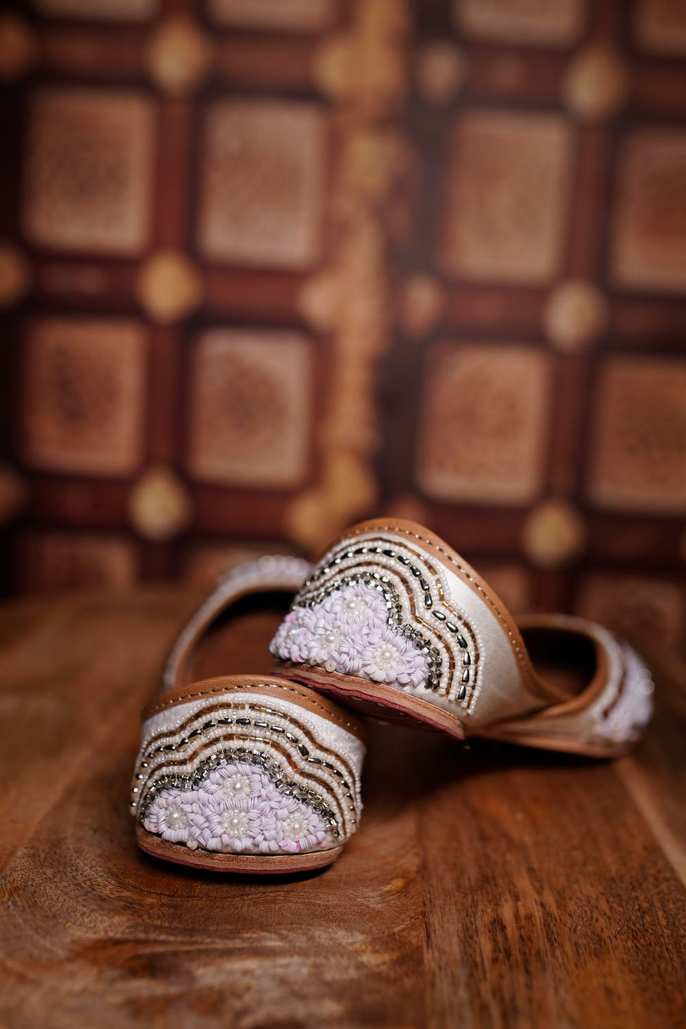 White Sequin Bridal Juttis