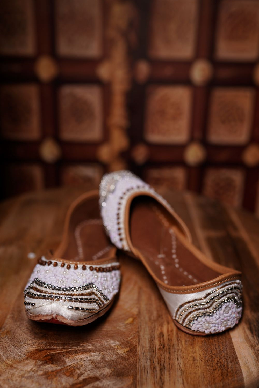 White Sequin Bridal Juttis