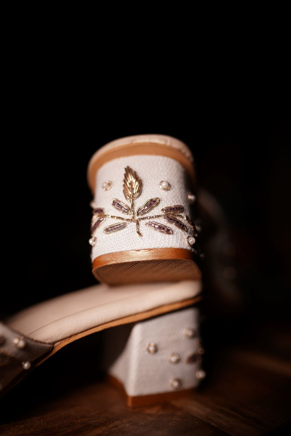 Embellished White Bridal Mules