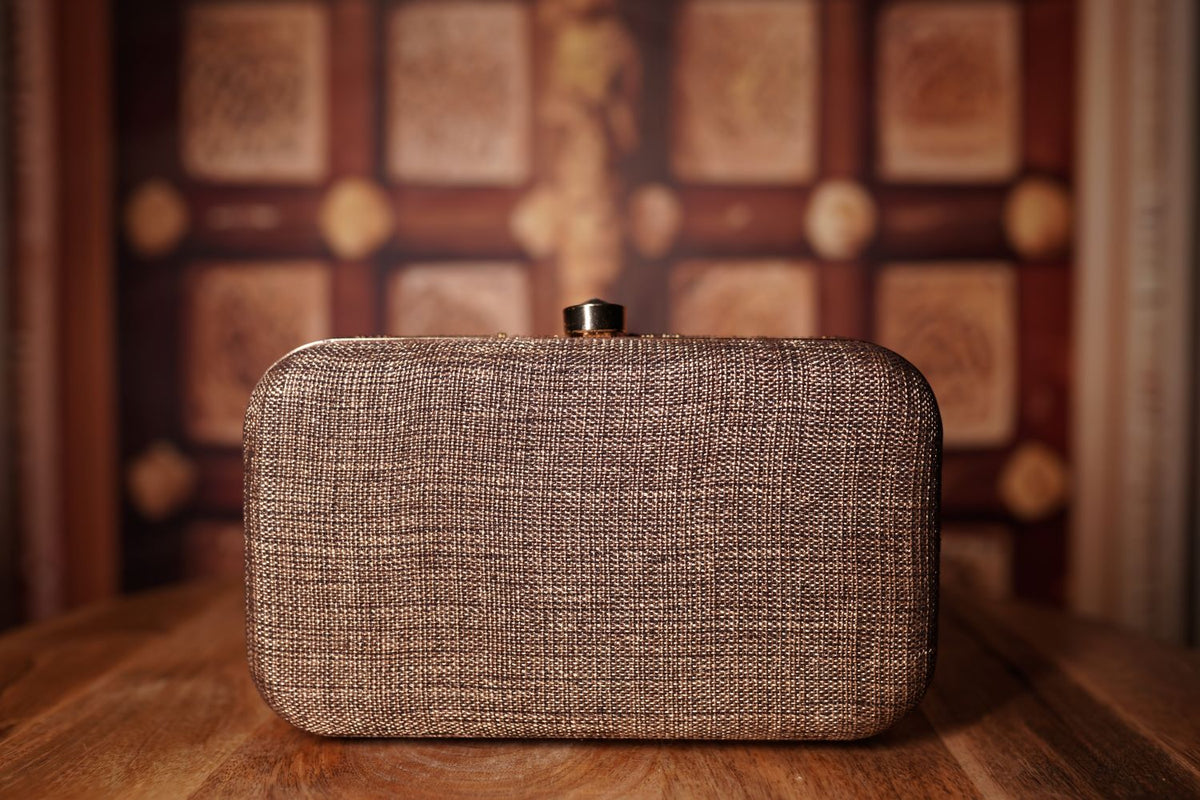 Beaded Floral Clutch - Gold Pastel