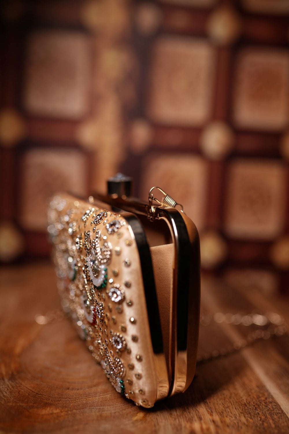 Gold Pearl Box Clutch