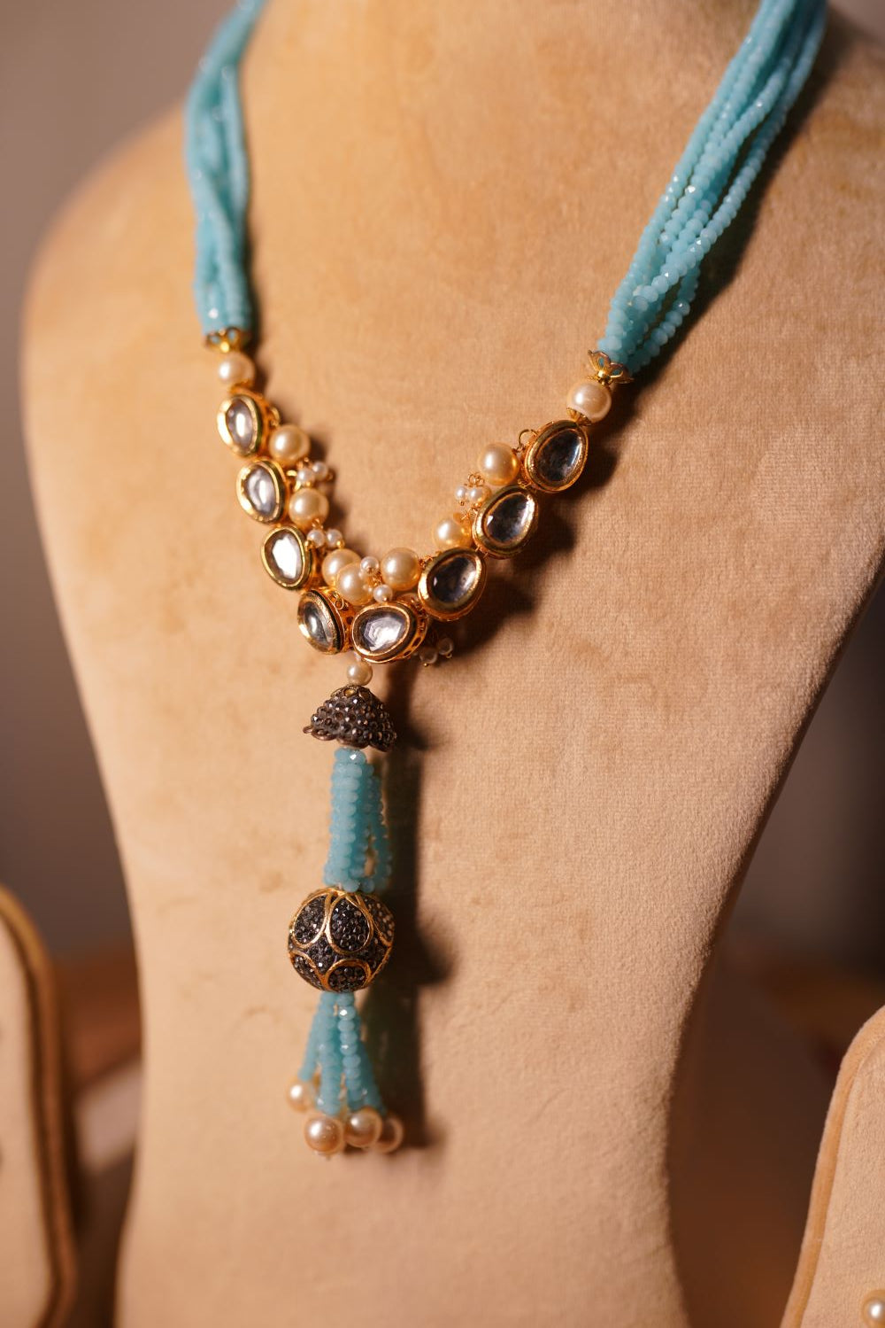 Turquoise Gold Beaded Necklace