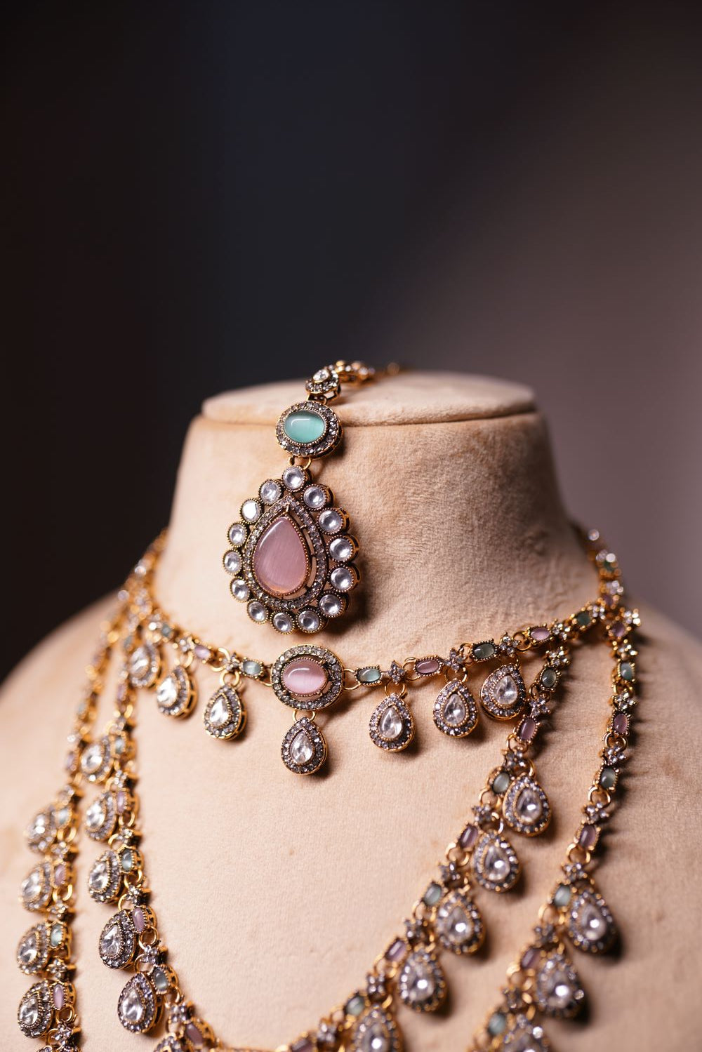 Layered Kundan necklace set for weddings and festive occasions