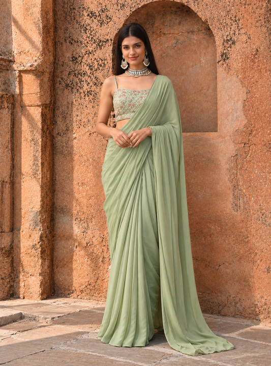Royal Heritage Hand-Embroidered Silk Saree