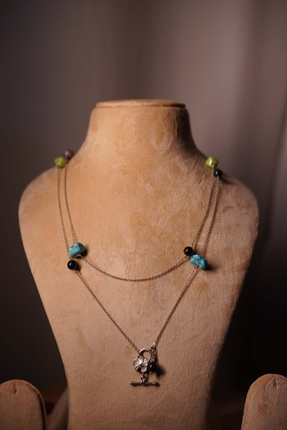 Turquoise and black onyx semi-precious stones