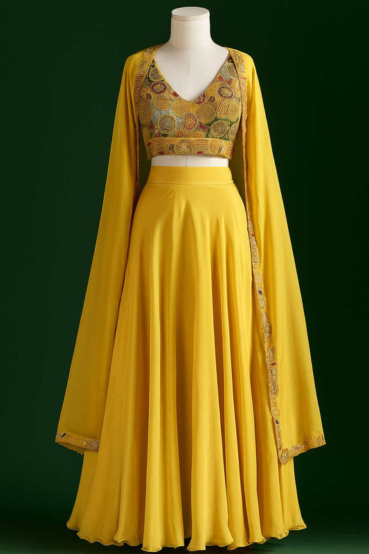 Golden Zari Work Indo-Western Palazzo 2026 with ethnic borders.