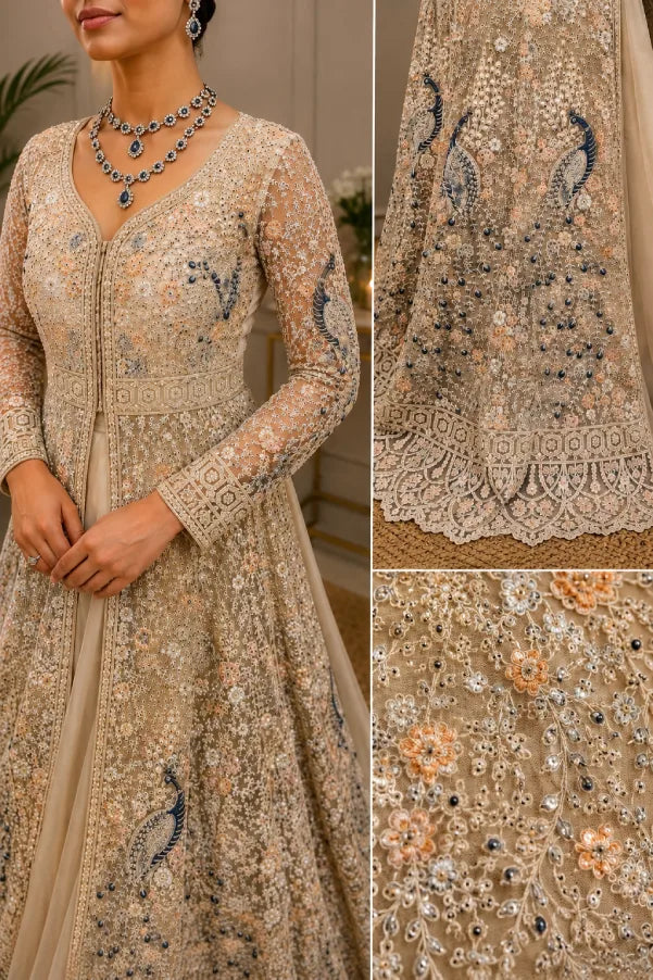 Zeva Mayur Hand Embroidered Gown Zoom View
