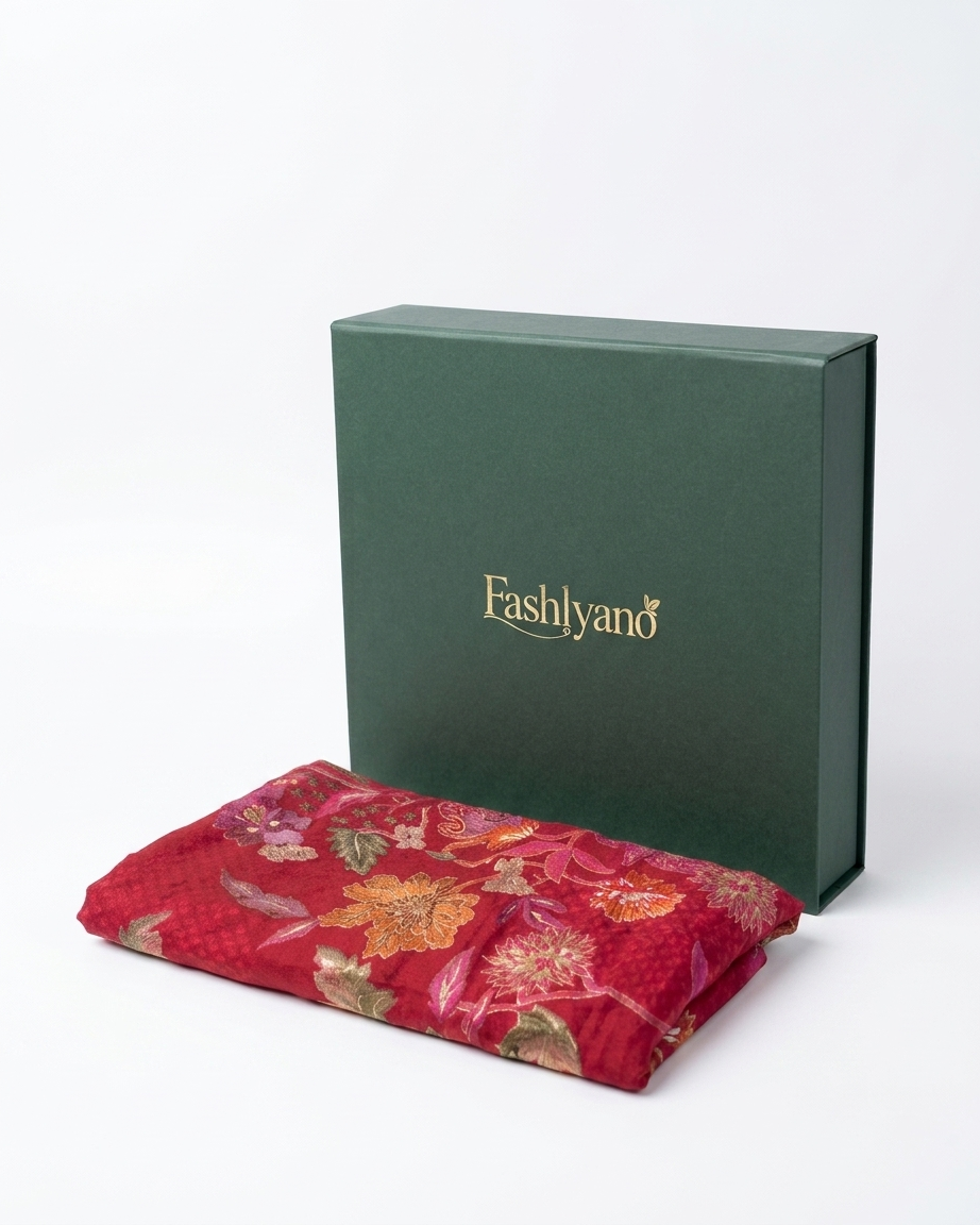 Organza Dupatta - Floral Embroidery
