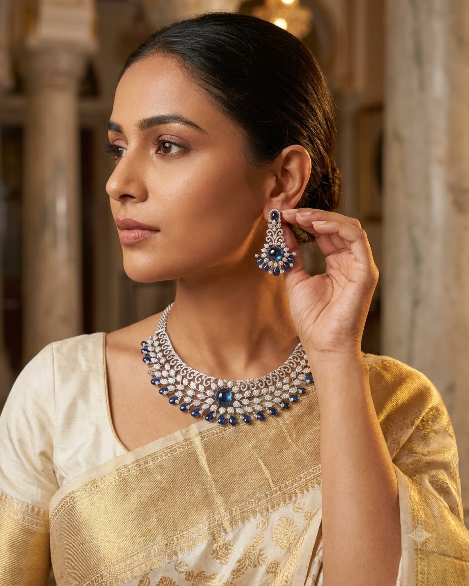 Sapphire Blue Celestia Statement Necklace Set