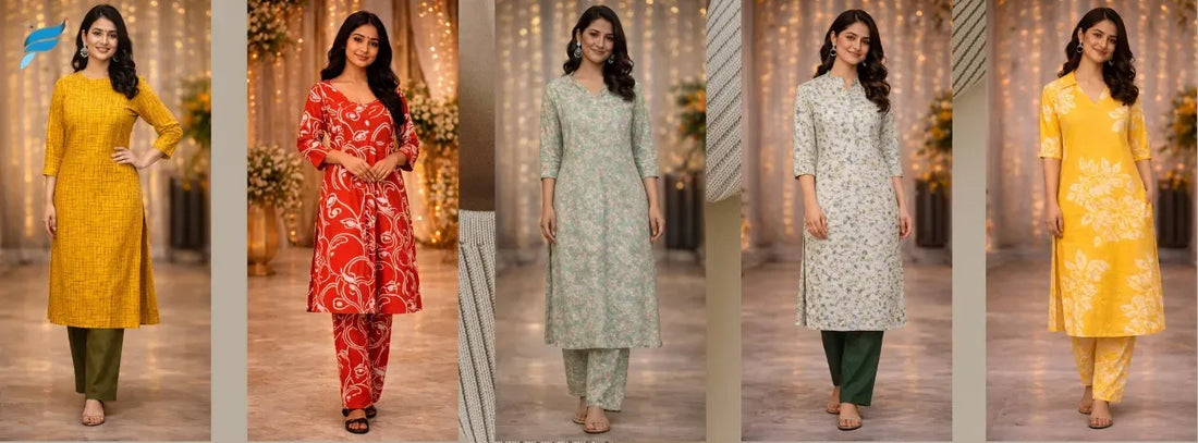 Five must-have cotton kurta sets for women featuring stylish floral and printed outfits perfect for summer wear