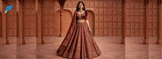 Minimalist designer bridal lehenga in pastel colors for 2026 Indian weddings.
