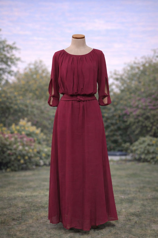 Maroon Maxi Party Dress