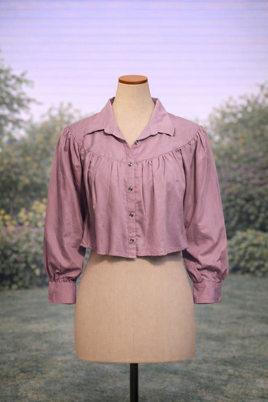 Mauve Puff Sleeve Crop Top