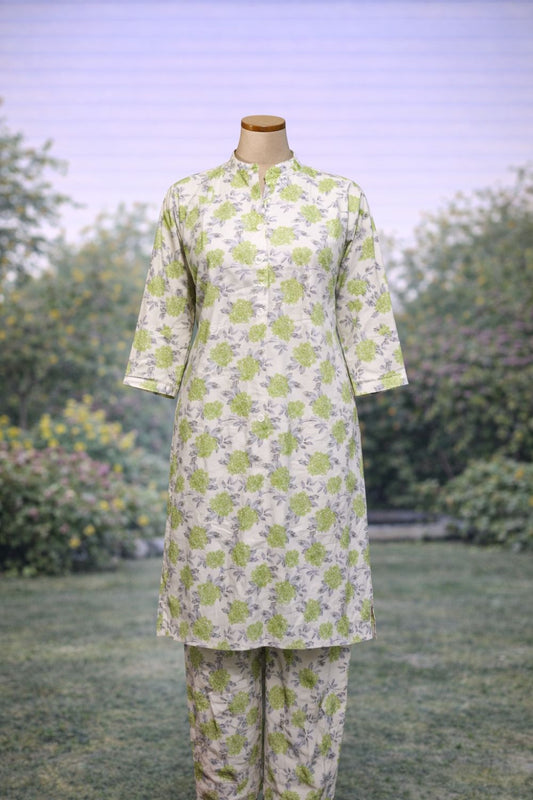 Mint Blossom Kurta Set