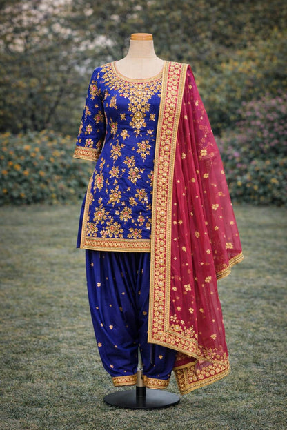 Sapphire Golden Punjabi Suit