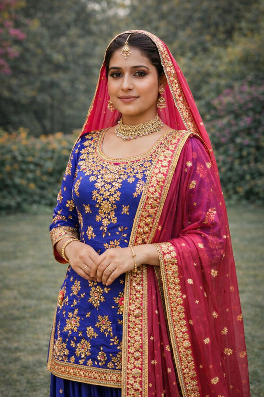 Sapphire Golden Punjabi Suit