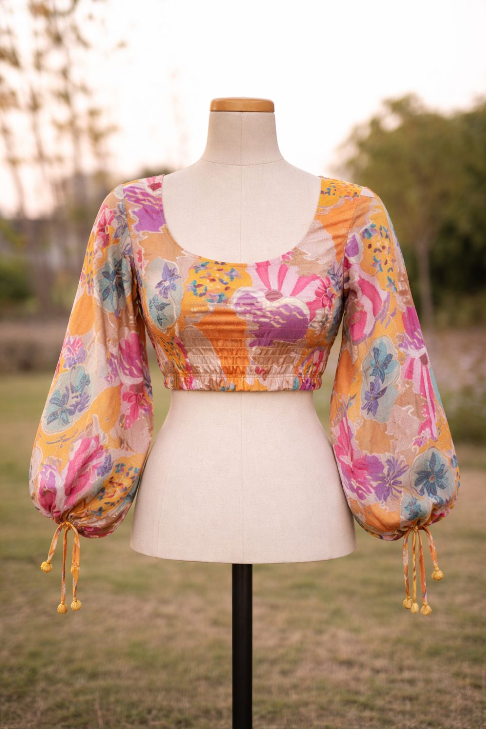Floral Balloon Sleeve Blouse