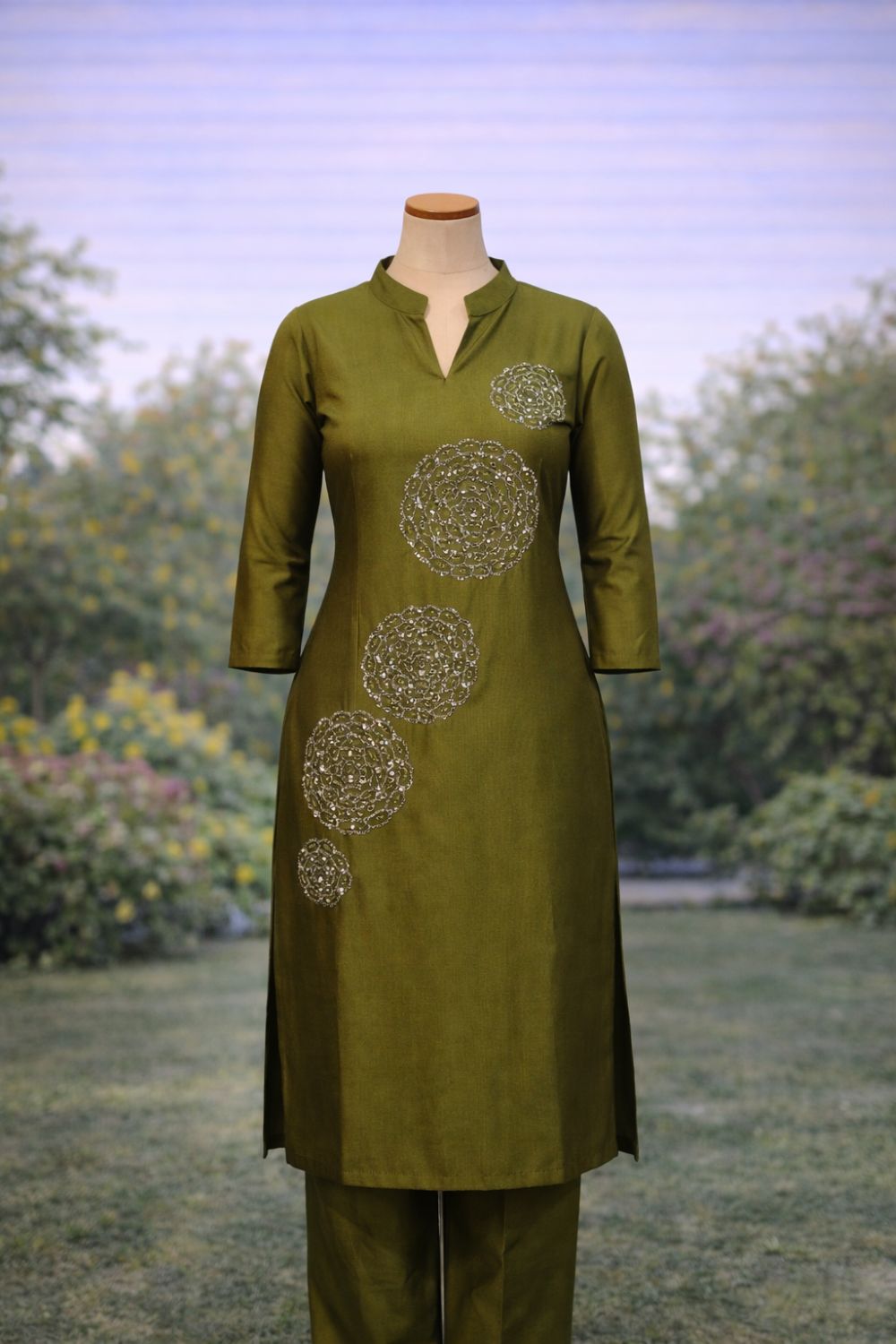 Olive Embroidered Co-ord Set