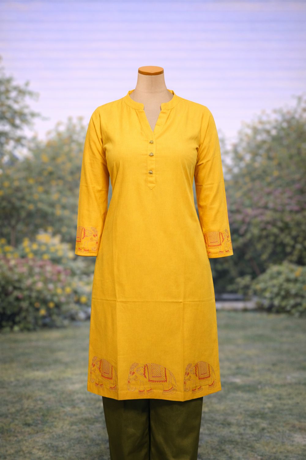 Mustard Geometric Kurta