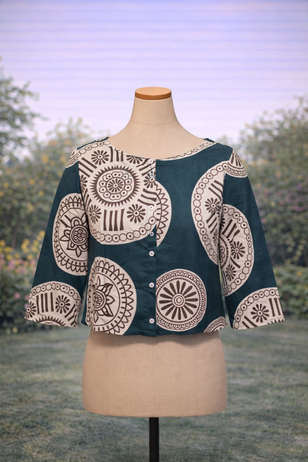 Teal Mandala Crop Top