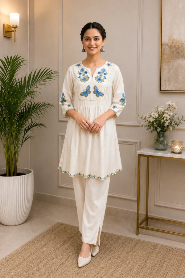 Front view of Aira Butterfly Tunic in a relaxed luxury silhouette by Fashiyano