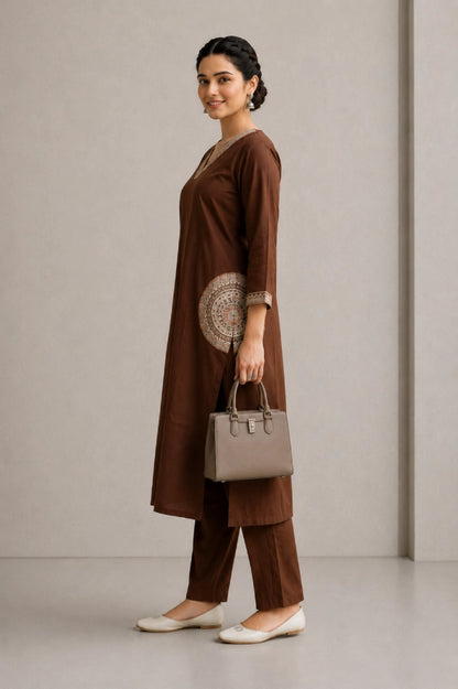 Aira Kashmiri Embroidered Pheran Set Side View