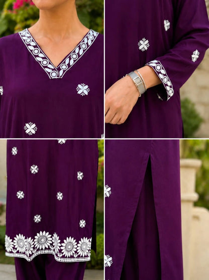 Aira Plum Pheran Set Zoom View
