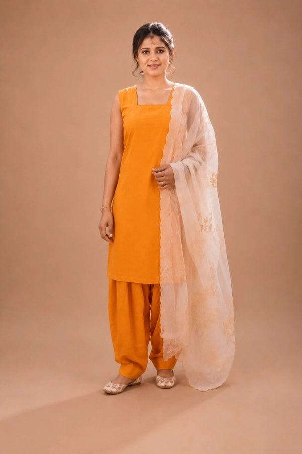Aira Tangerine Suit Set Front View