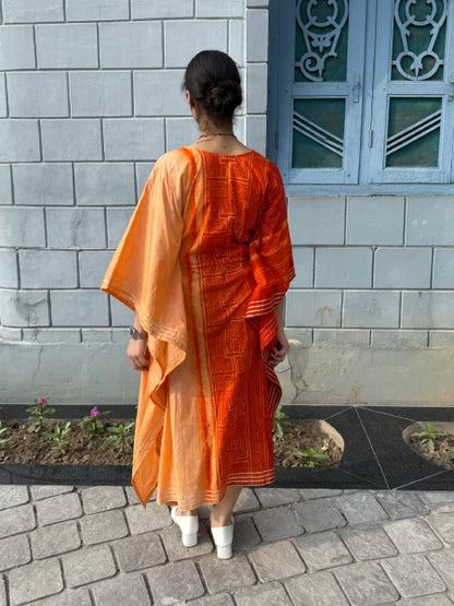 Bandhani Print Silk Kaftan