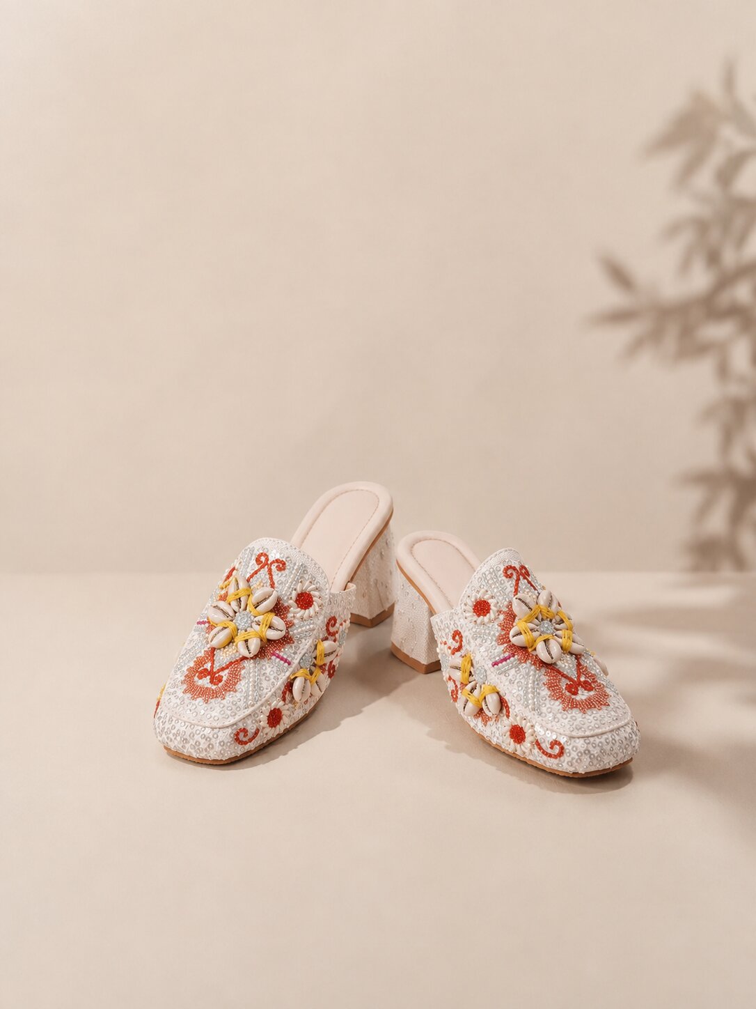 Embroidered Floral Mules
