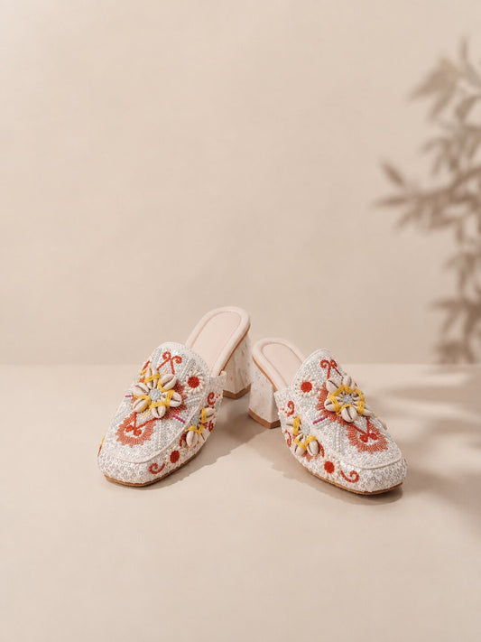 Embroidered Floral Mules