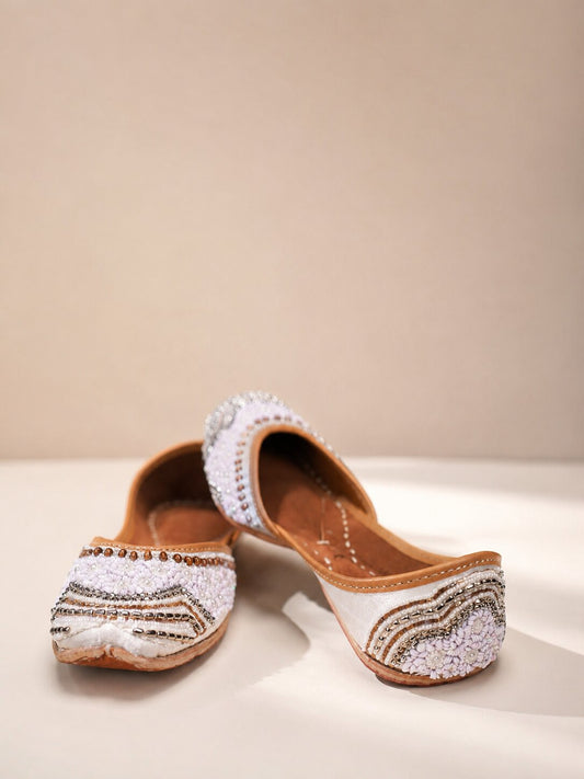 White Sequin Bridal Juttis