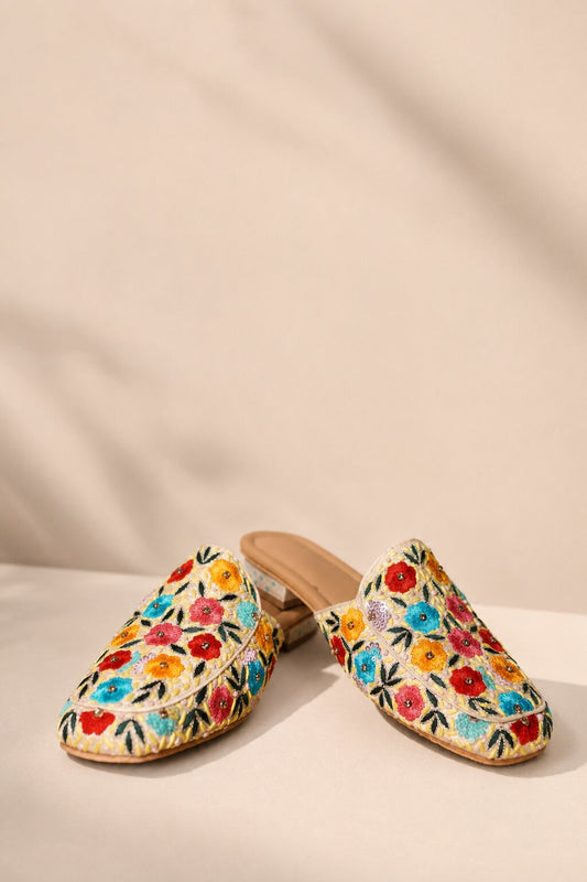 Multicolor Floral Mules