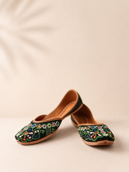 Black Velvet Floral Juttis