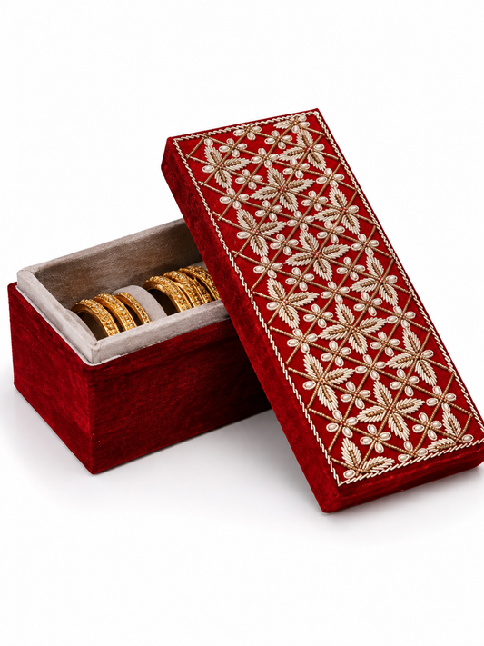 Red Embroidered Bangle Box