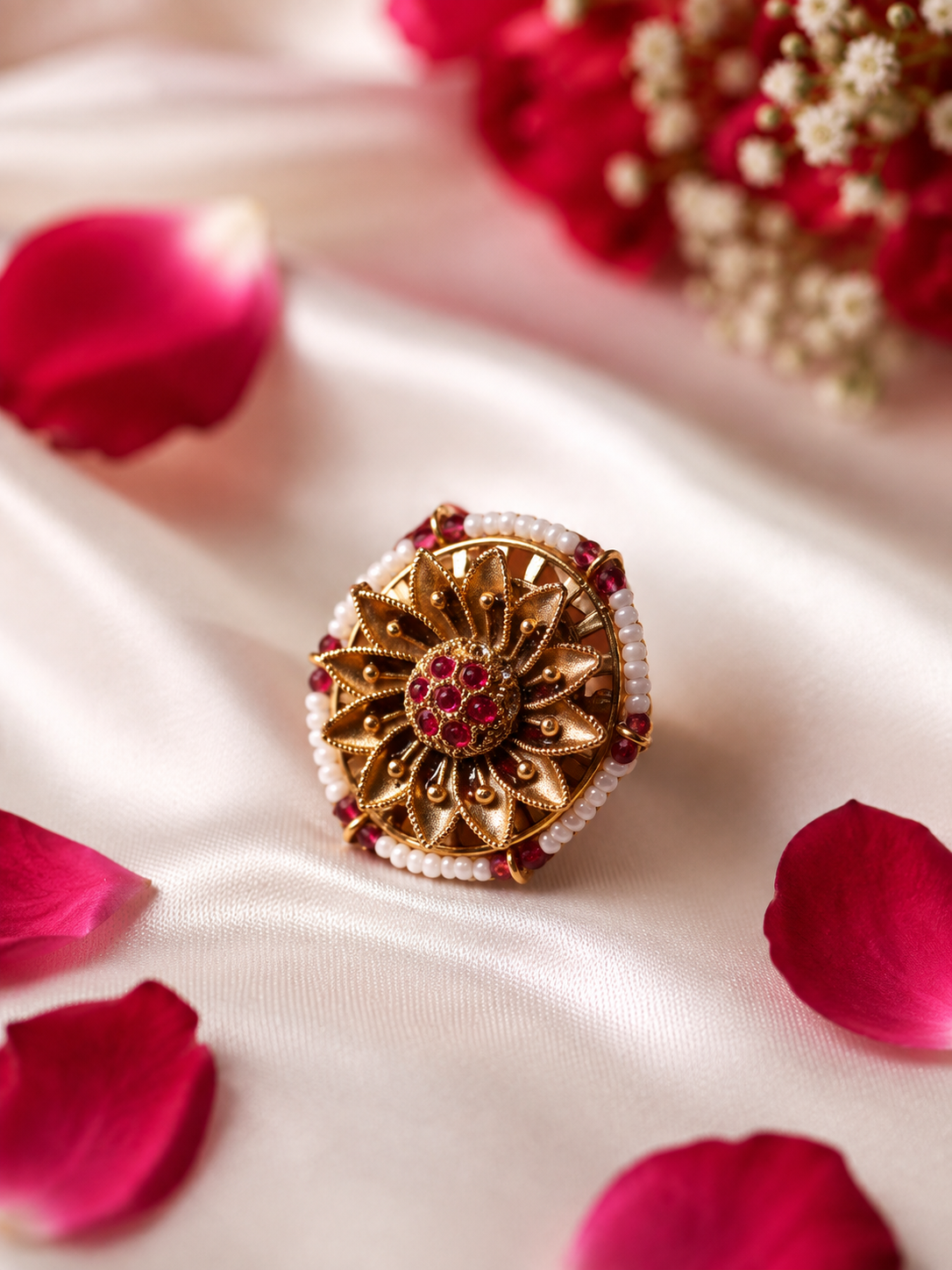 Traditional Kundan Floral Ring