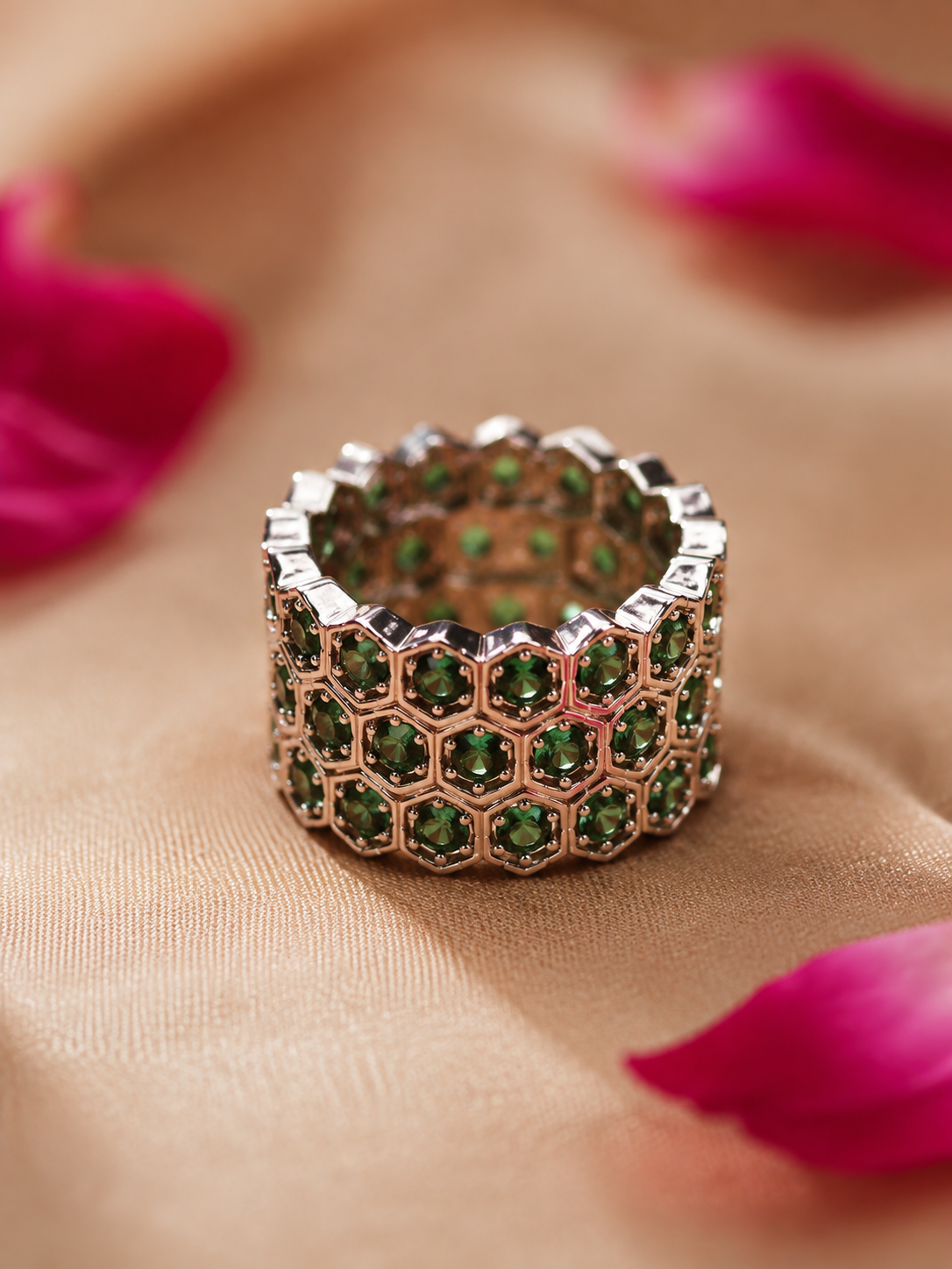 Ornate Green Stone Statement Ring