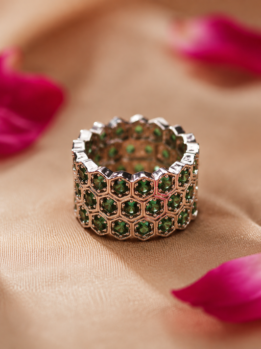 Ornate Green Stone Statement Ring