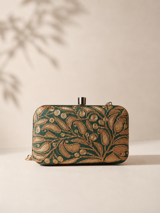 Emerald Green Metallic Clutch