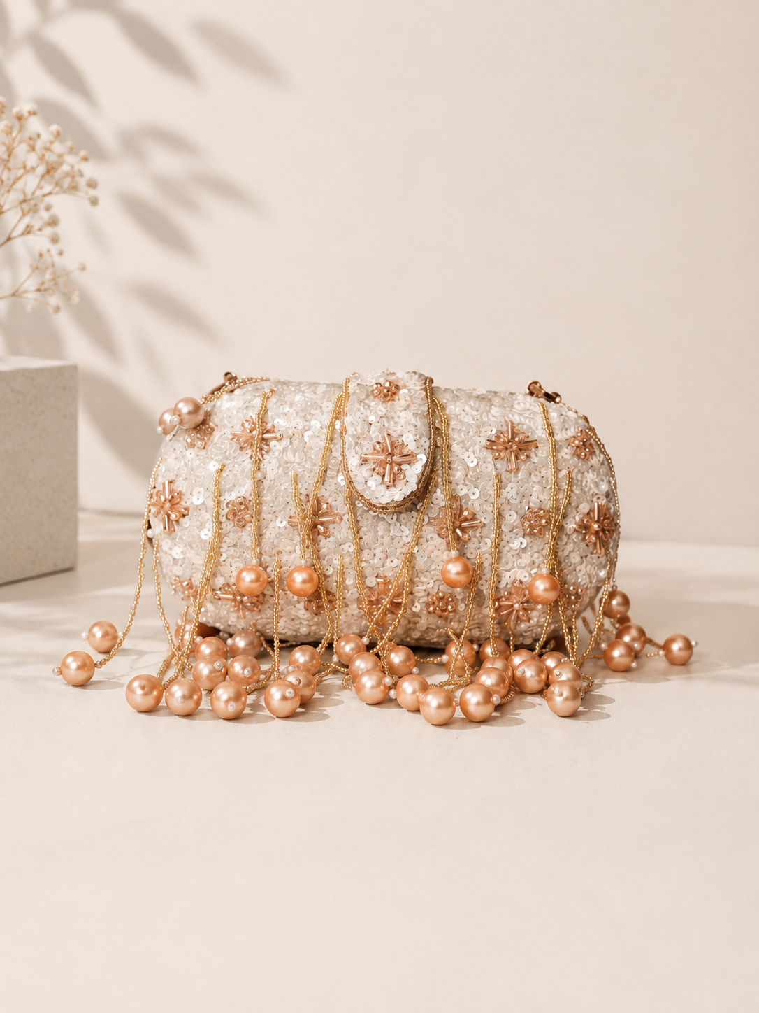 Pearl Crystal Bridal Clutch