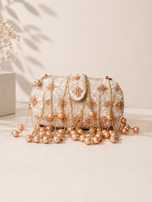 Pearl Crystal Bridal Clutch